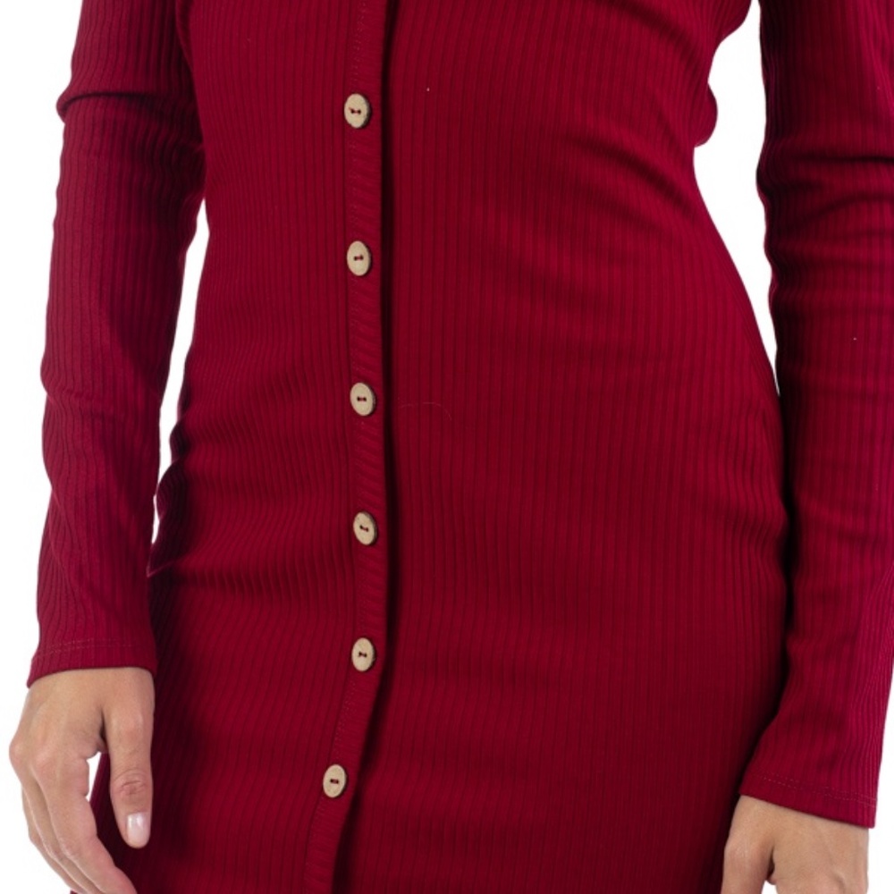 Off Shoulder Ribbed Dress - Picture 3 of 5